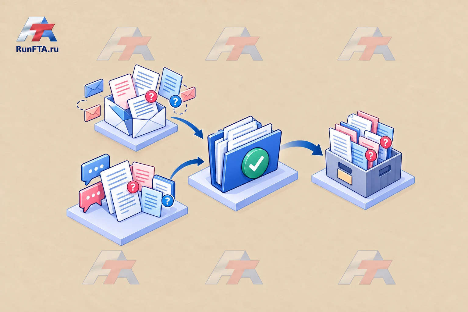 Correspondence in email and messengers with different versions of documents