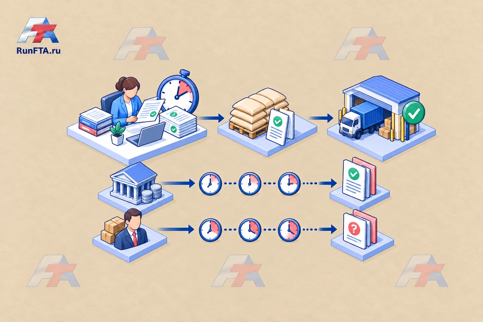 Parallel chronologies: the employee’s active time and the time waiting for responses from the bank and buyer